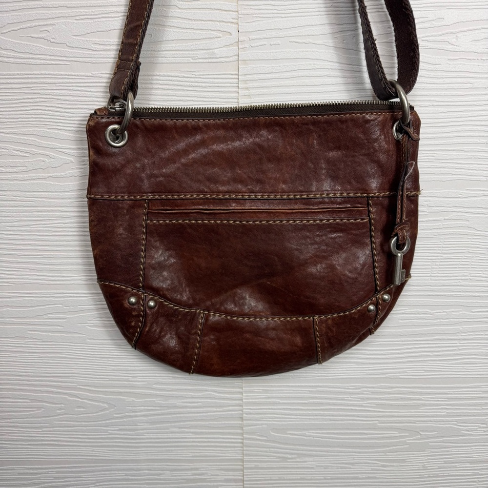 Fossil Brown Leather Crossbody Bag - Picture 6 of 8